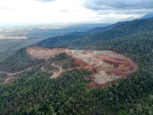 An open pit nickel mine in Palawan, Philippines.